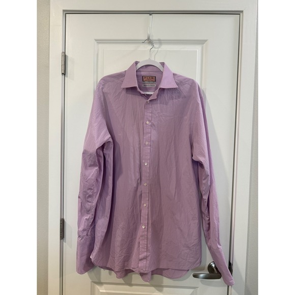 Thomas Pink Other - Thomas Pink Mens Superfine 170s‎ Striped Dress Shirt Lavender Orange 16.5 36.5